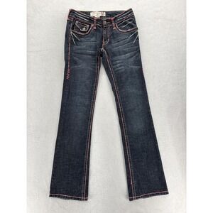 Laguna Beach Jeans Womens 28 Blue Low Rise Bootcut Pink Stitch Denim Y2K Western
